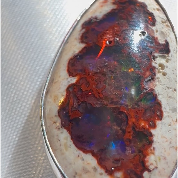 Sterling Silver Mexican Cantera Opal & 10k White Gold 17” Chain - Picture 9 of 11